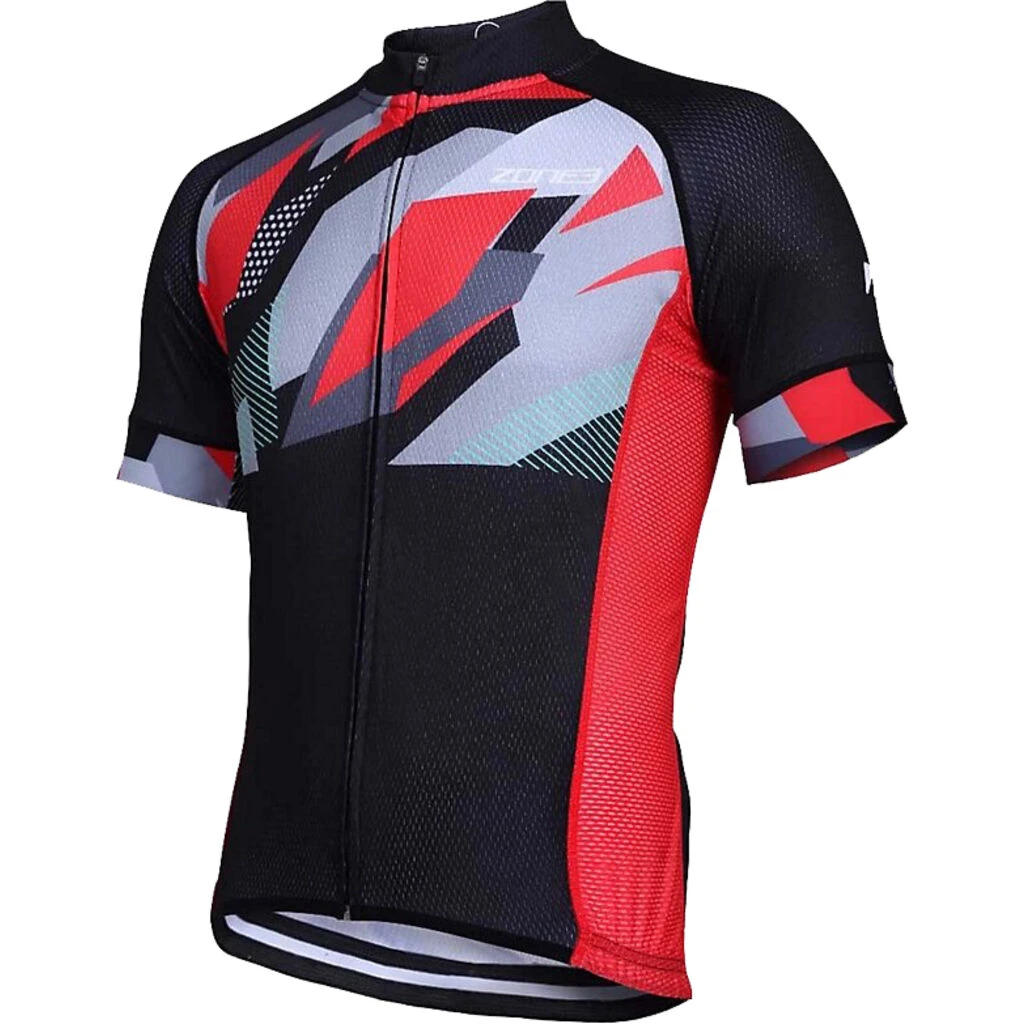 Zone3 Men's Coolmax Cycle Jersey | Black/Red/Grey/White 3 Zone3 Men's Coolmax Cycle Jersey | Black/Red/Grey/White