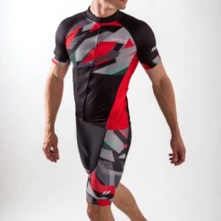 Zone3 Men's Lycra Power Bib Shorts | Black/Red/Grey/White -Zone3 Shop 165.6