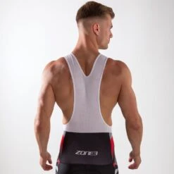 Zone3 Men's Lycra Power Bib Shorts | Black/Red/Grey/White -Zone3 Shop 165.7