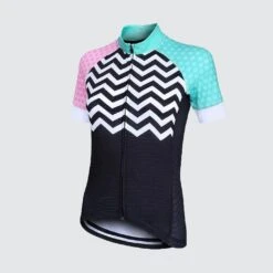 Zone3 Women's Zebra Fly Coolmax Cycle Jersey | Black/White/Pink/Mint -Zone3 Shop 168.8