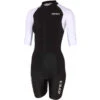 Zone3 Women's Lava Long Distance Short Sleeve Full Zip Trisuit | Black/White/Green -Zone3 Shop 52.1.1