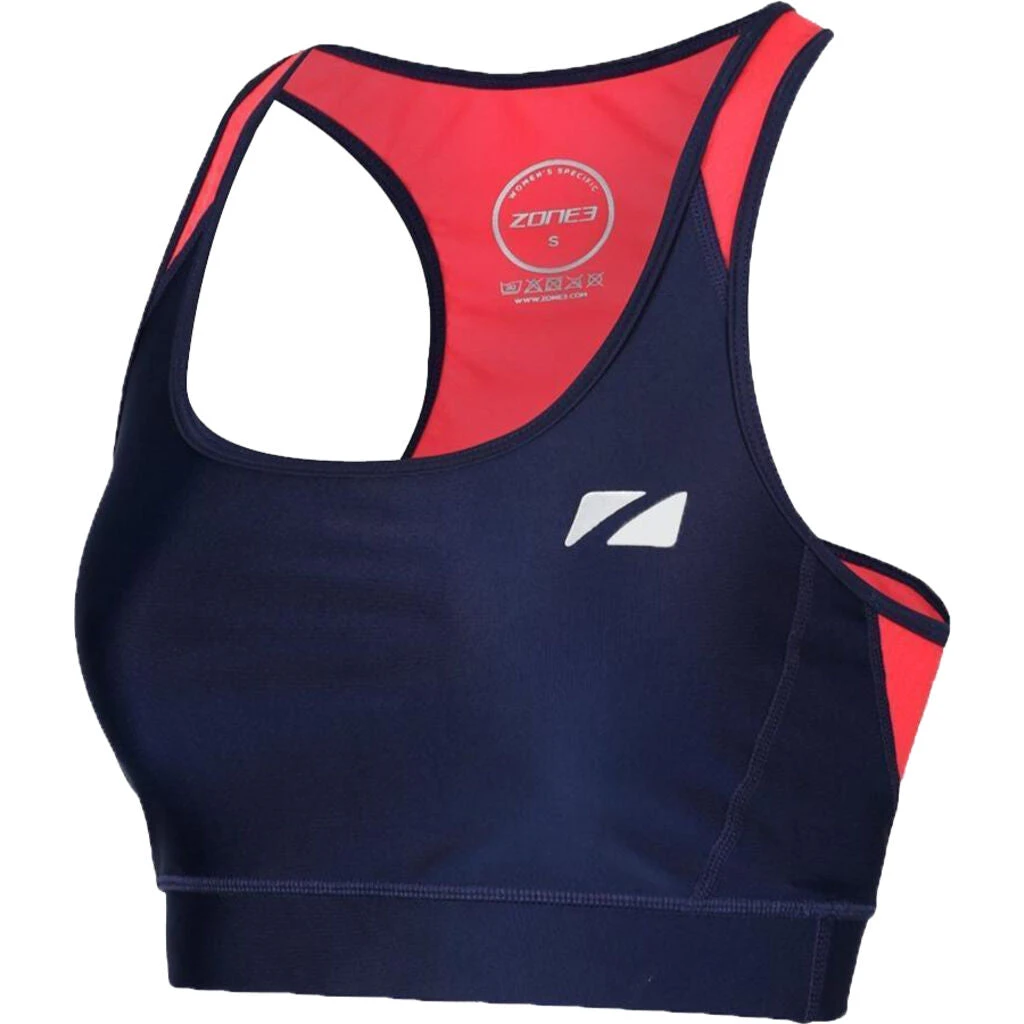 Zone3 Women's Aquaflo Plus Bra Crop Tri Top | Navy/Coral 3 Zone3 Women's Aquaflo Plus Bra Crop Tri Top | Navy/Coral