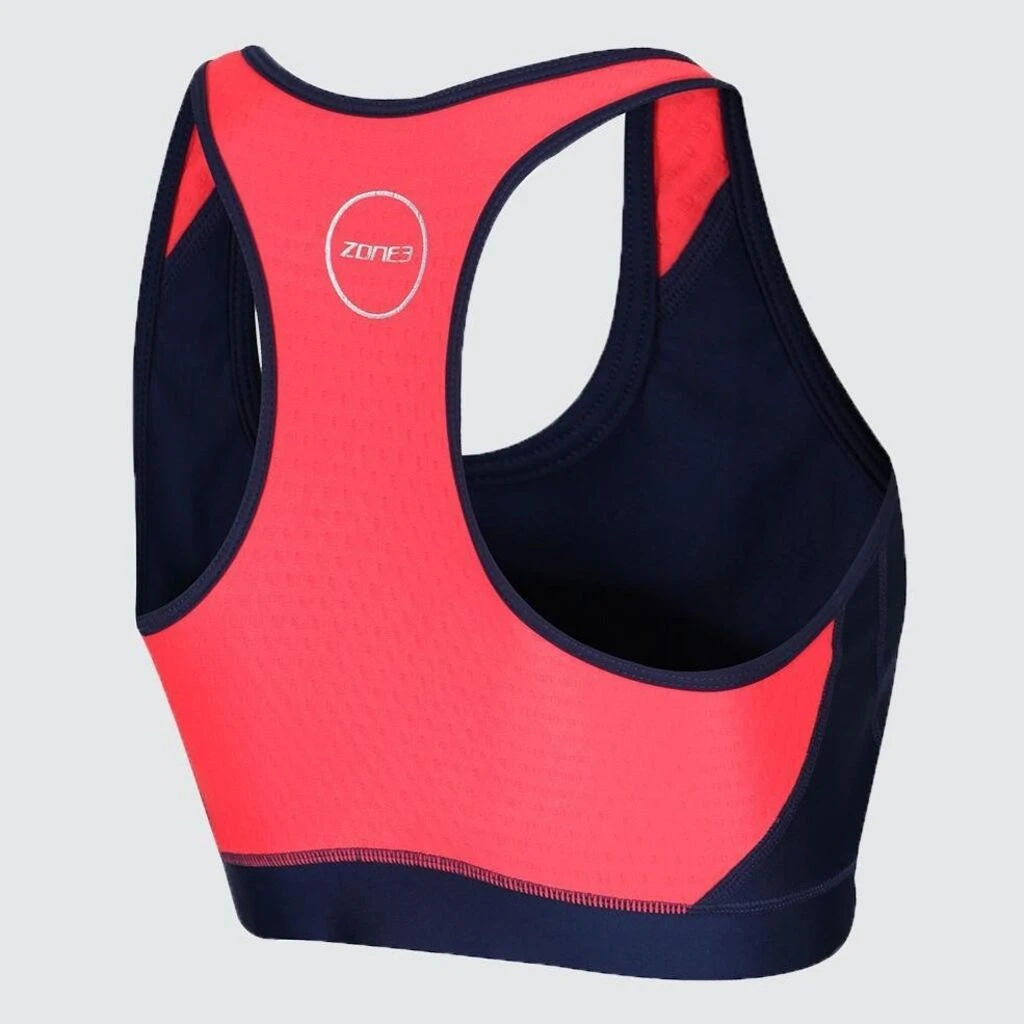 Zone3 Women's Aquaflo Plus Bra Crop Tri Top | Navy/Coral 4 Zone3 Women's Aquaflo Plus Bra Crop Tri Top | Navy/Coral - Image 2