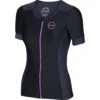 Zone3 Women's Aquaflo Plus Short Sleeve Tri Top | Black/Grey/Mint -Zone3 Shop 70.1.1