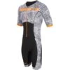 Zone3 Men's Activate Plus Kona Speed Short Sleeve Full Zip Trisuit | Black/White/Neon Orange -Zone3 Shop 71.1.1