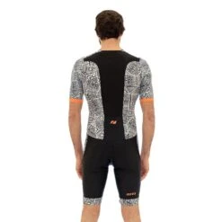 Zone3 Men's Activate Plus Kona Speed Short Sleeve Full Zip Trisuit | Black/White/Neon Orange -Zone3 Shop 71.1.3
