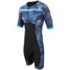 Zone3 Men's Activate Plus Tropical Palm Short Sleeve Full Zip Trisuit | Black/Blue -Zone3 Shop 72.1.1