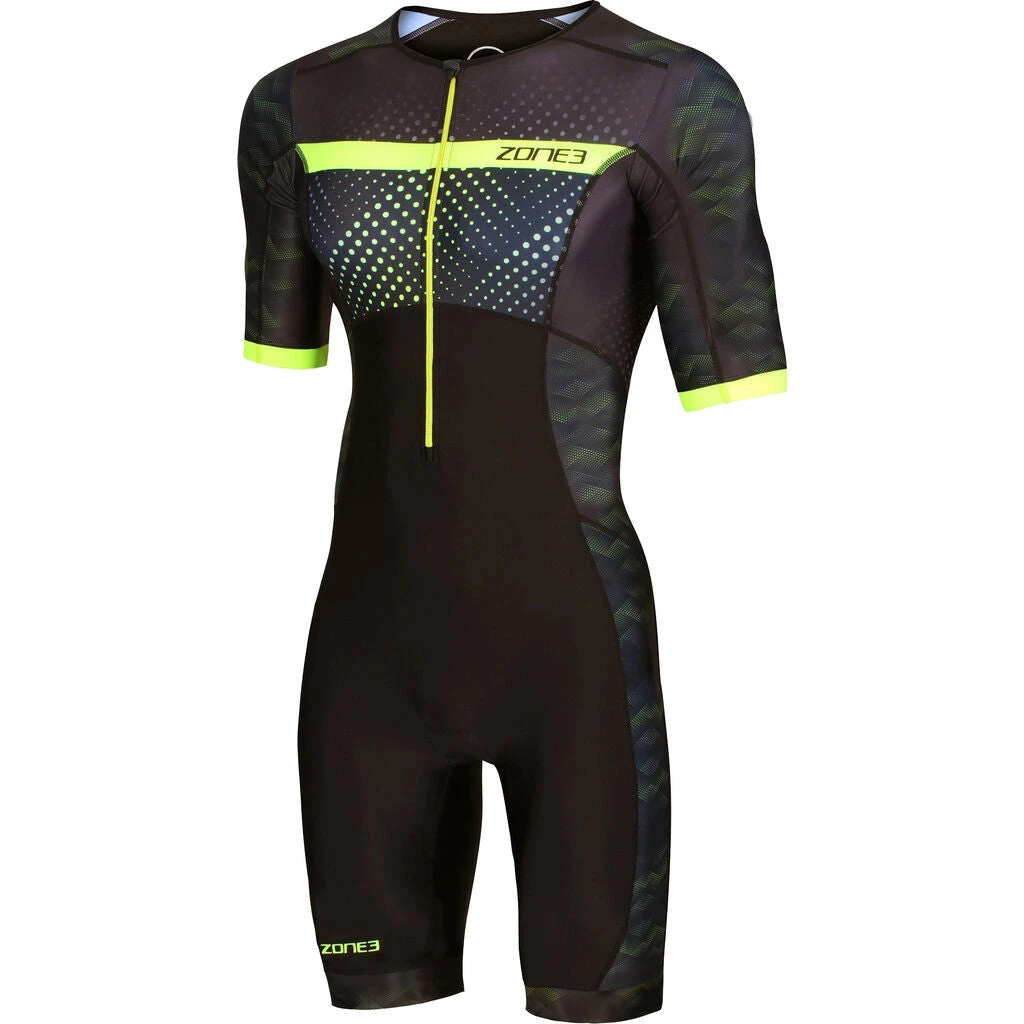 Zone3 Men's Activate Plus Revolution Short Sleeve Trisuit | Black/Green 3 Zone3 Men's Activate Plus Revolution Short Sleeve Trisuit | Black/Green
