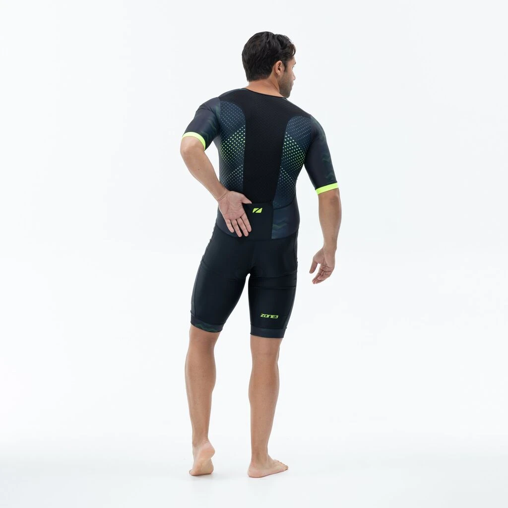 Zone3 Men's Activate Plus Revolution Short Sleeve Trisuit | Black/Green 5 Zone3 Men's Activate Plus Revolution Short Sleeve Trisuit | Black/Green - Image 3