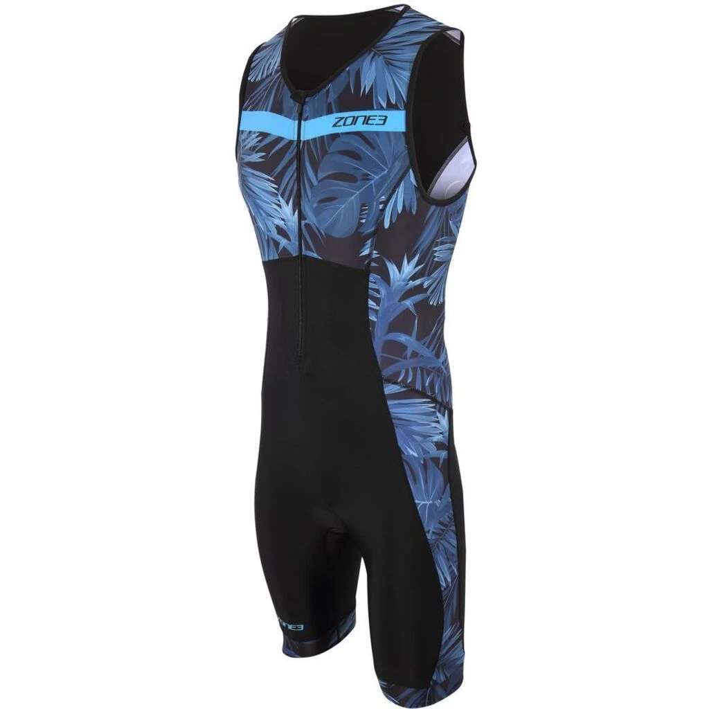 Zone3 Men's Activate Plus Tropical Palm Sleeveless Trisuit | Black/Blue 3 Zone3 Men's Activate Plus Tropical Palm Sleeveless Trisuit | Black/Blue