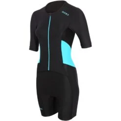 Zone3 Women's Activate Short Sleeve Full Zip Trisuit | Black/Blue