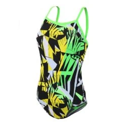 Zone3 Strap Back Swim Suit 15 Zone3 Strap Back Swim Suit -Zone3 Shop womens strap back swim costume black and yellow front