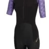 Zone3 Zone 3 Lava Short Sleeve Womens Aero Trisuit - Purple/Black -Zone3 Shop zone3 triwear lava womens ss trisuit cutout purple front
